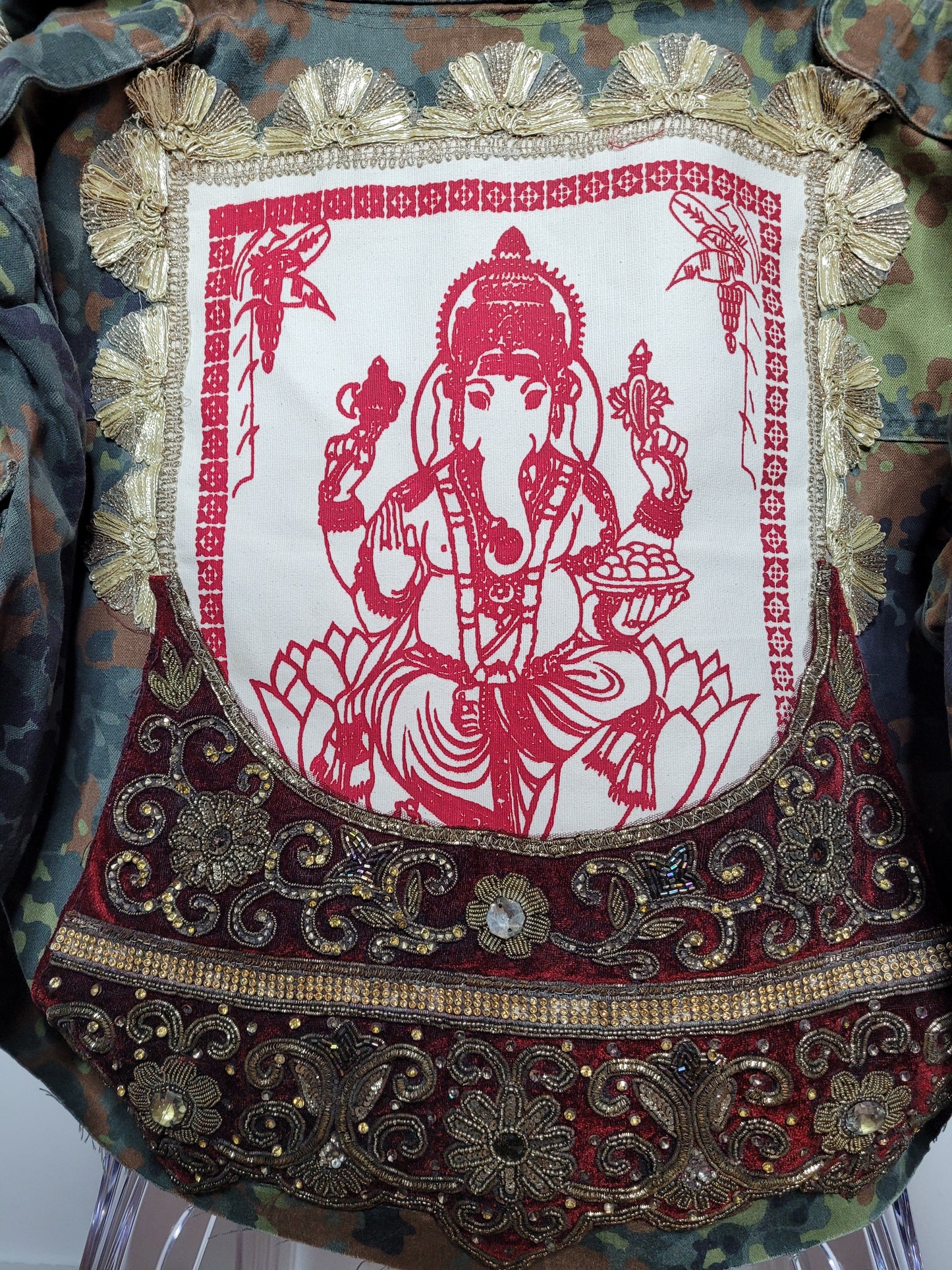 Cropped Army Jacket "Ganesha" M